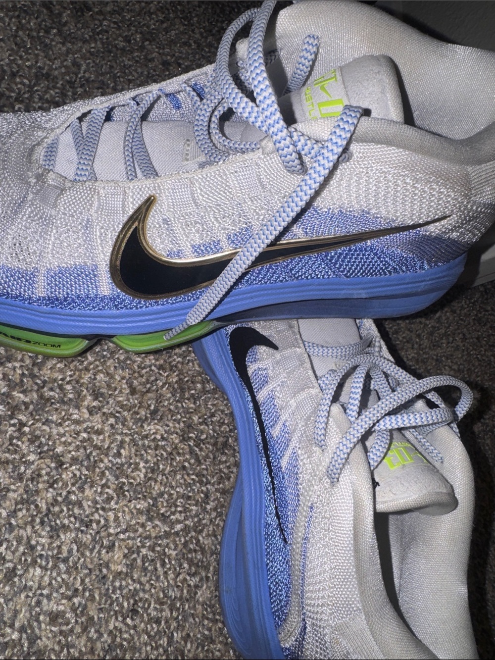 Nike Men’s Sneakers - White, Blue & Black with Neon Green Accents